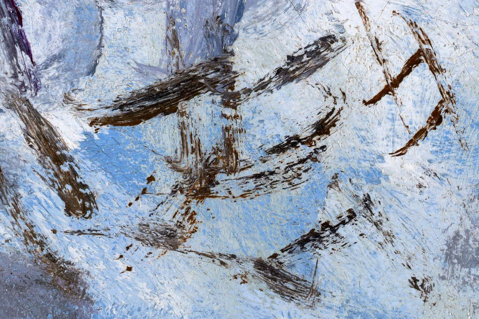 莫奈油画风景《阿让特伊的雪景》超高清大图局部 (8)