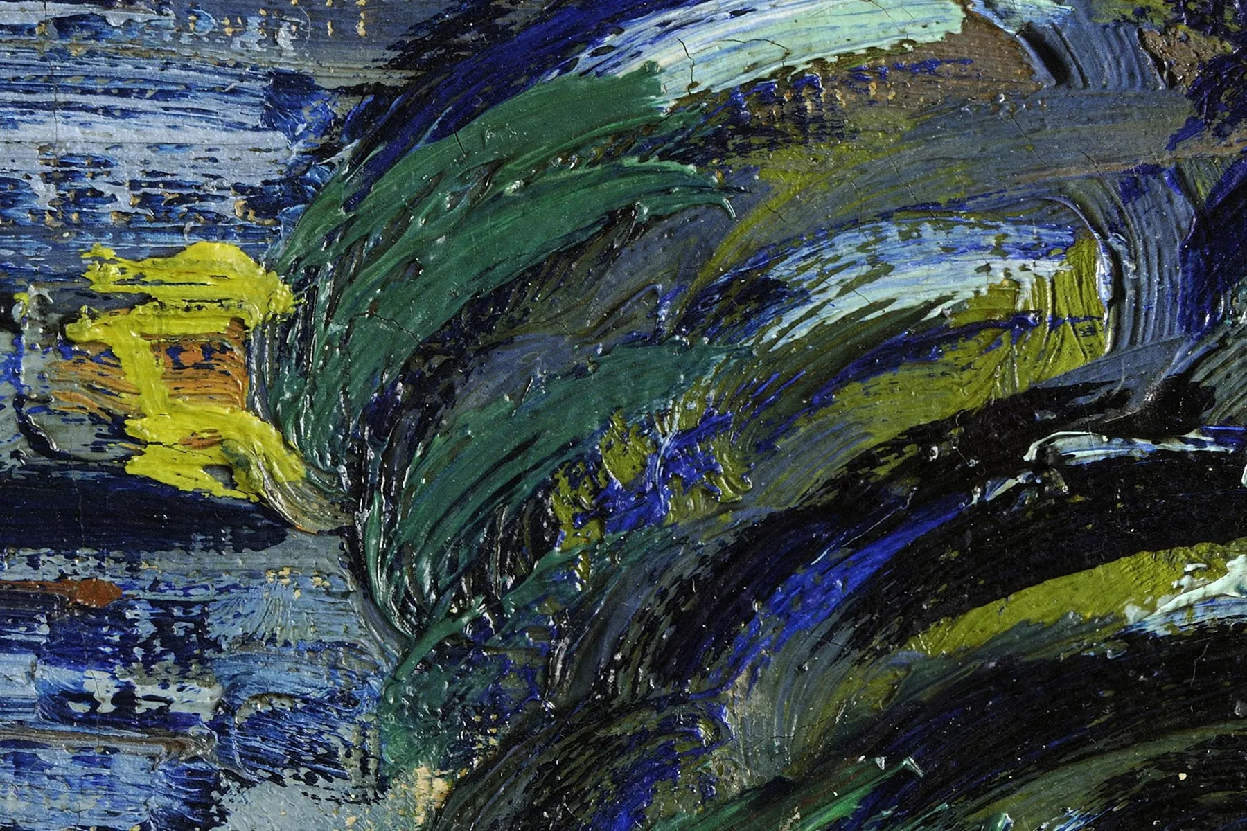 梵高油画《星月夜》超高清大图局部细节 (17)
