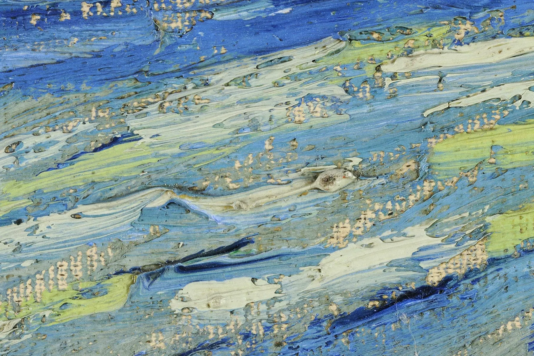 梵高油画《星月夜》超高清大图局部细节 (7)