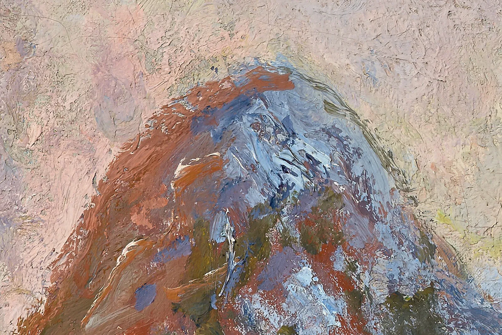 克劳德·莫奈油画《清晨的干草堆雪景》高清大图局部 (5)