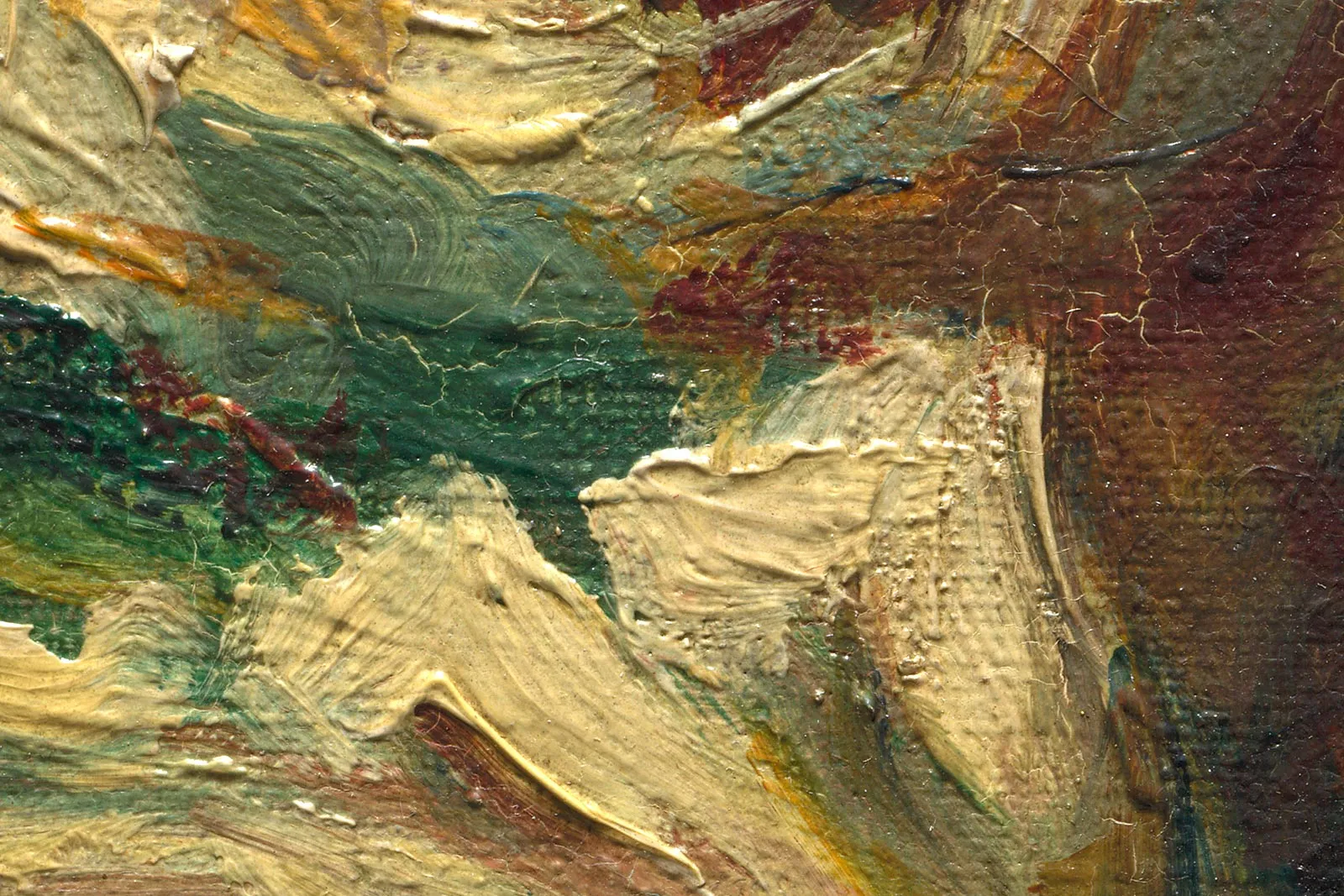 雷诺阿油画静物《花瓶里的玫瑰》高清大图局部 (3)