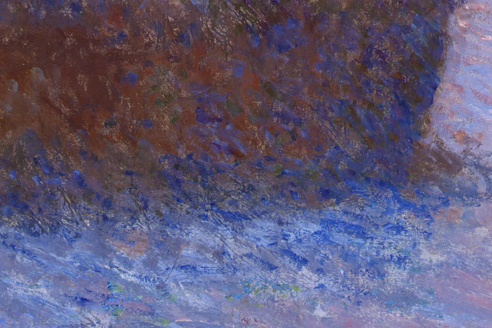 莫奈油画《落日雪霁时的干草堆》局部 (4)