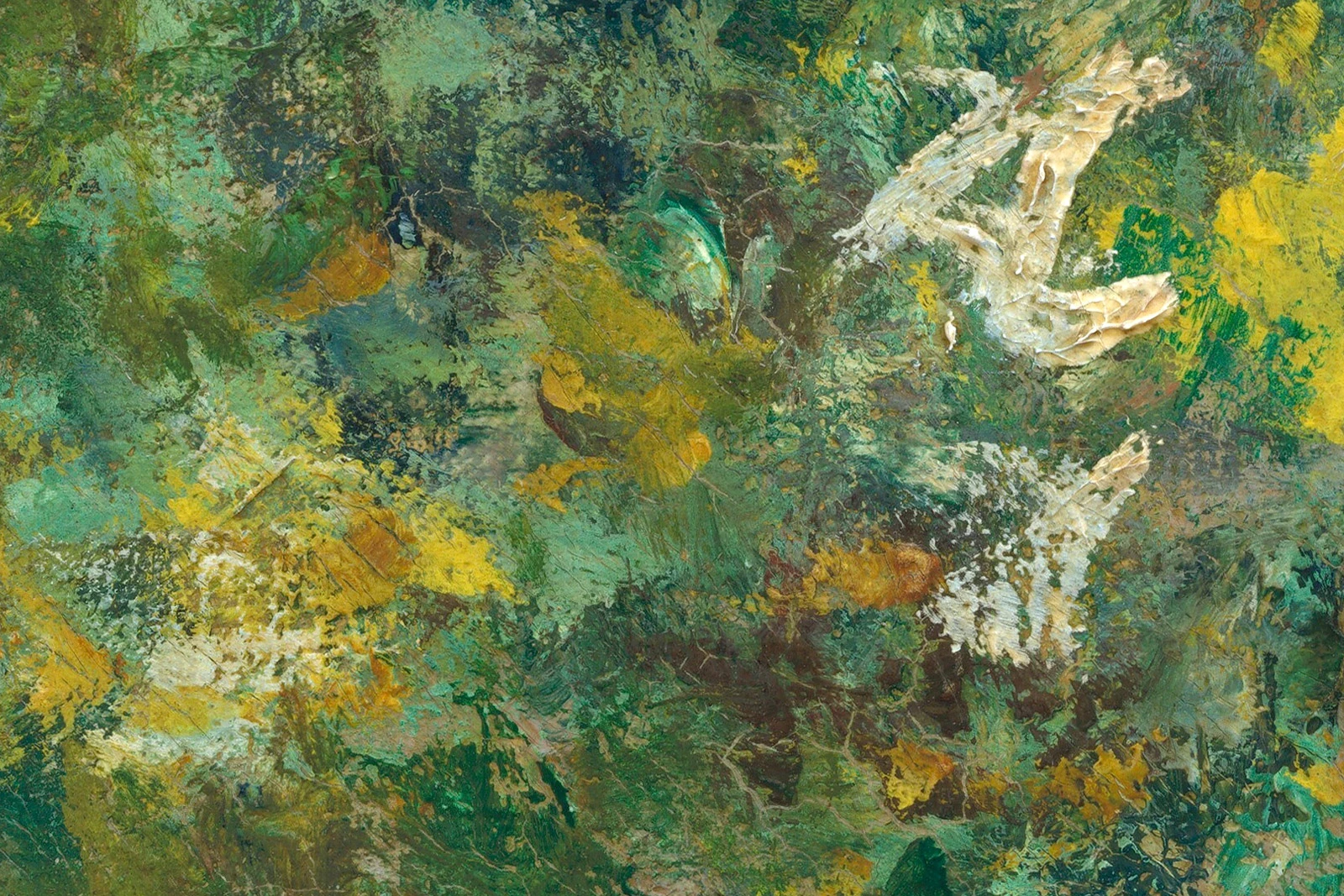 印象派莫奈风景画《塞纳河畔,维特伊》高清大图局部 (5)