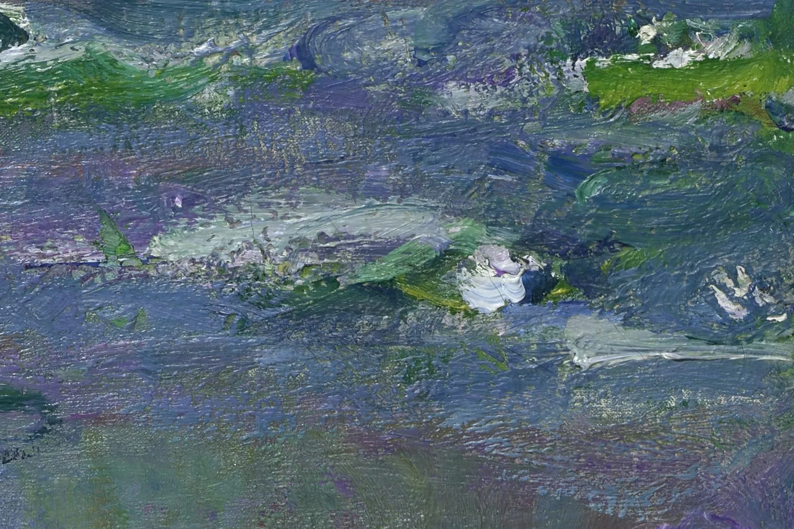 印象派莫奈油画《睡莲》高清图局部 (4)