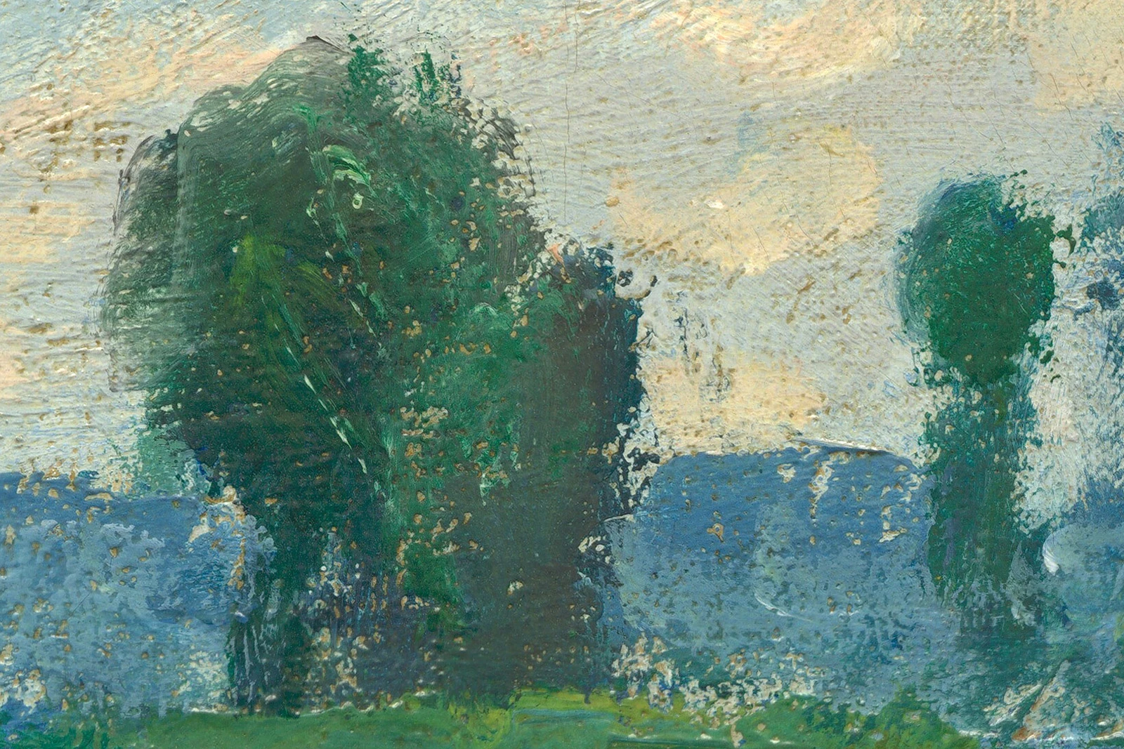 印象派莫奈风景画《塞纳河畔,维特伊》高清大图局部 (12)