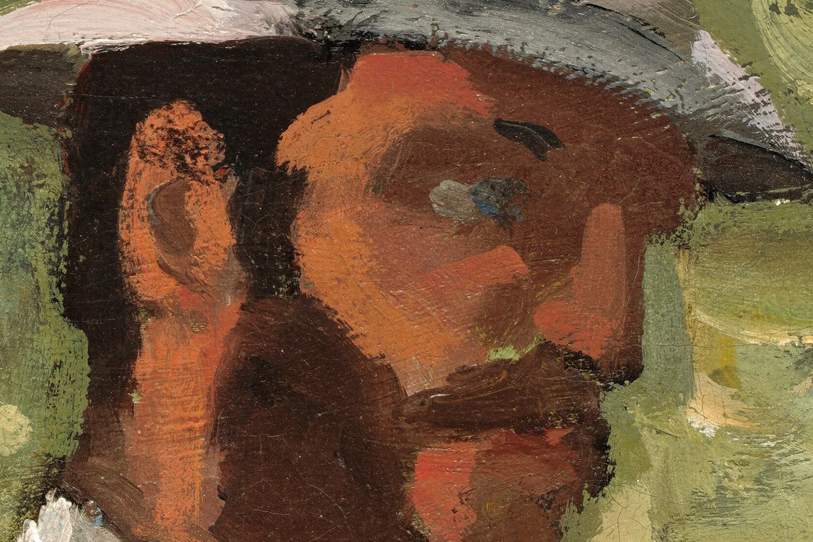 克劳德·莫奈油画人物《巴齐耶与卡米尔》高清大图局部 (2)