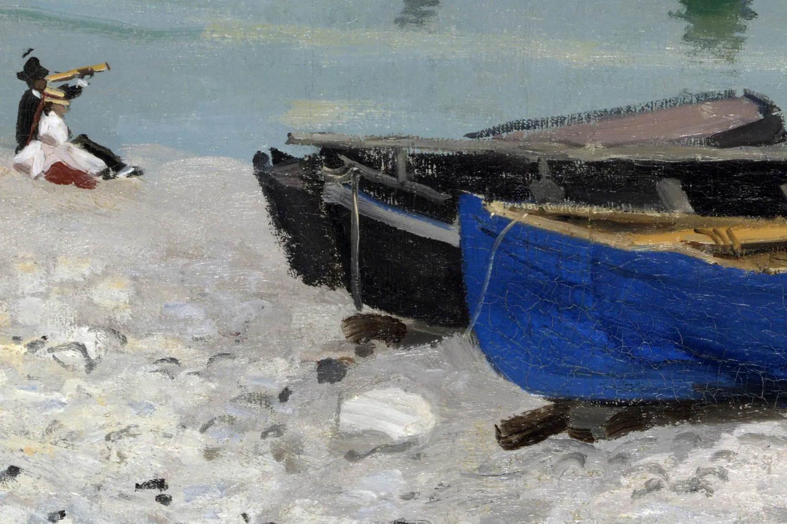 印象派莫奈油画风景《圣阿德雷斯的海滩》高清局部 (1)