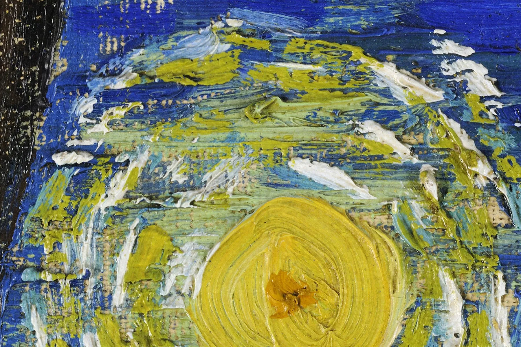 梵高油画《星月夜》超高清大图局部细节 (2)