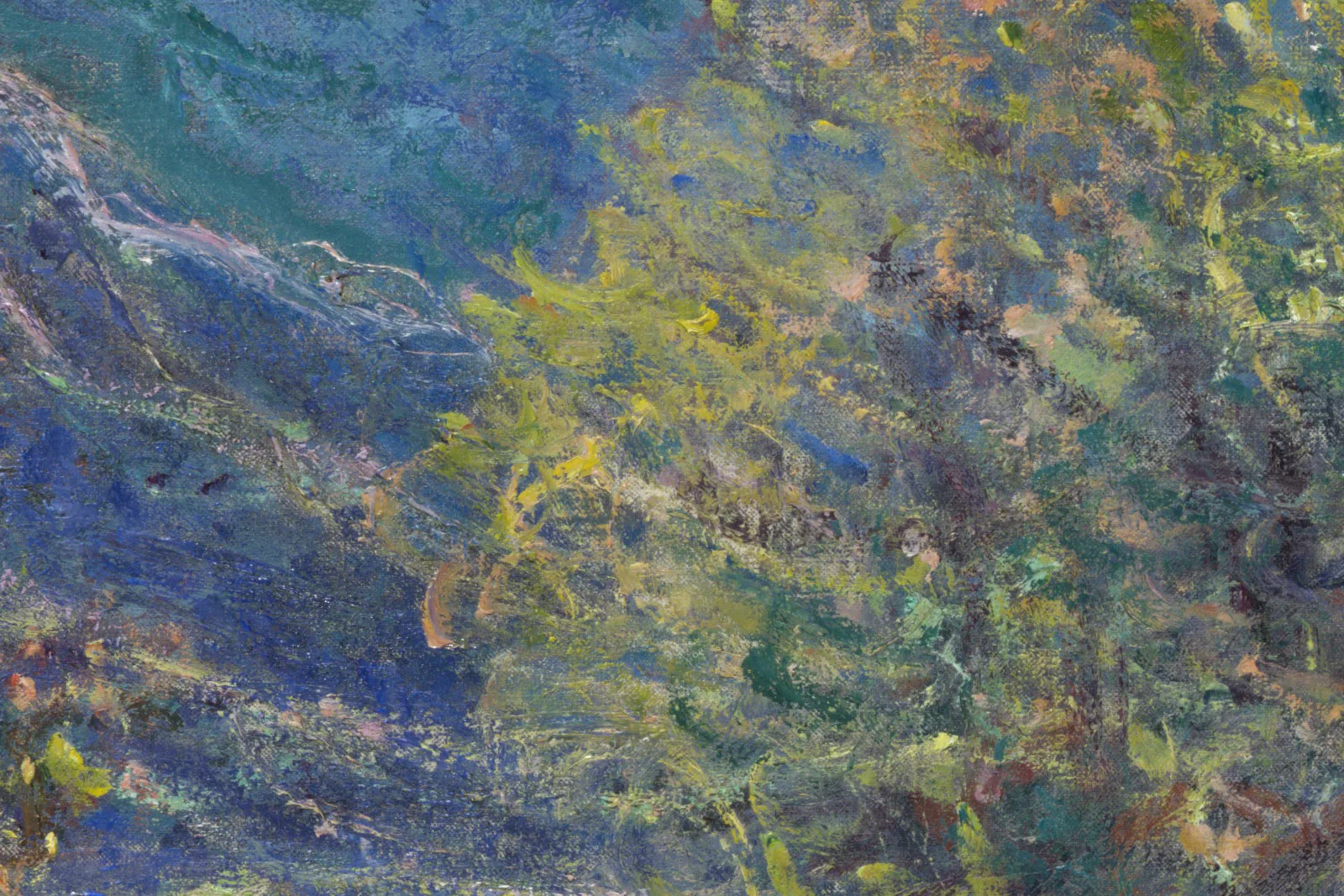 印象派莫奈油画风景《小克勒兹河》高清大图局部 (1)