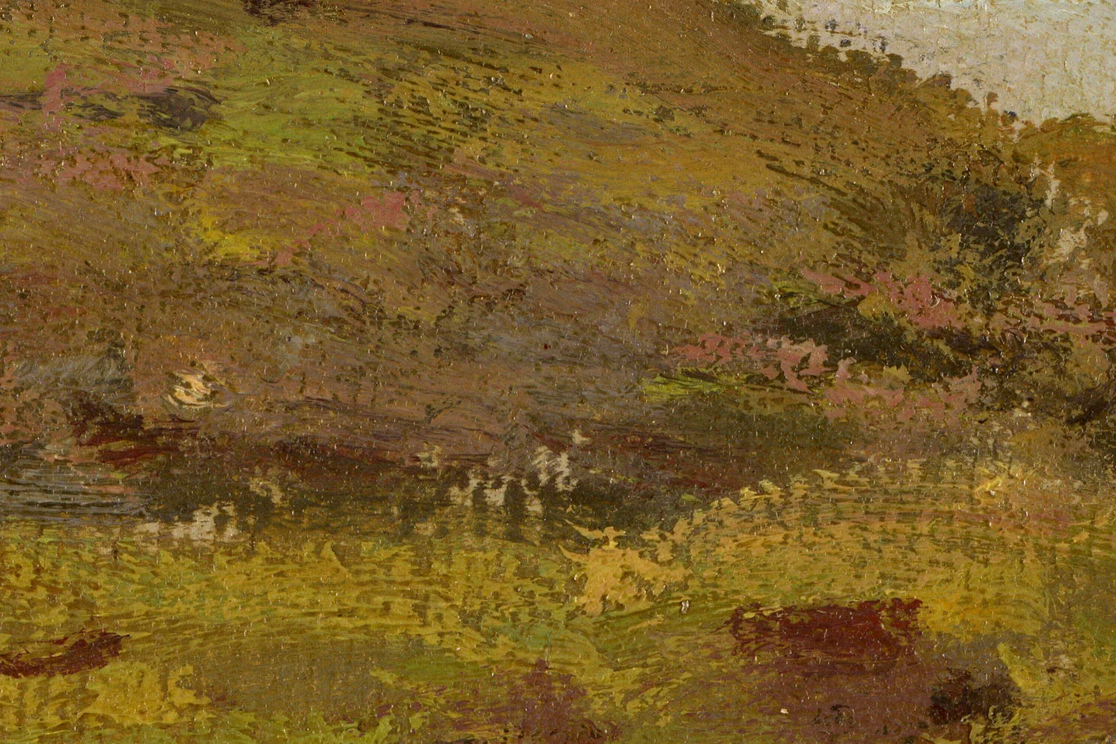 莫奈油画风景《阿让特伊的塞纳河小支流》超高清大图局部 (4)