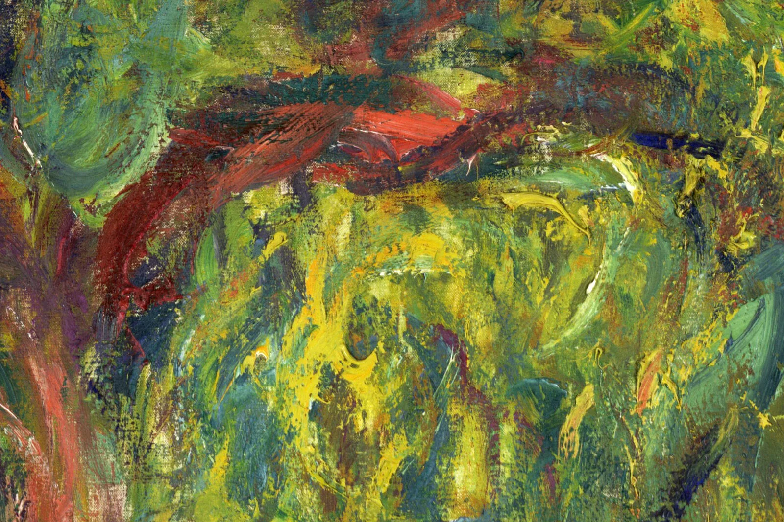 印象派莫奈油画《垂柳》局部 (1)