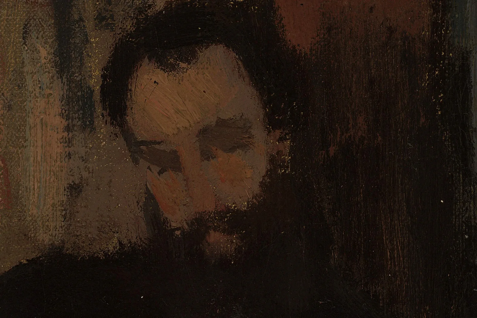 莫奈油画作品《晚餐后的室内》查高清大图局部 (3)