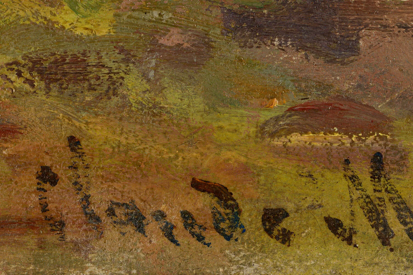 莫奈油画风景《阿让特伊的塞纳河小支流》超高清大图局部 (8)