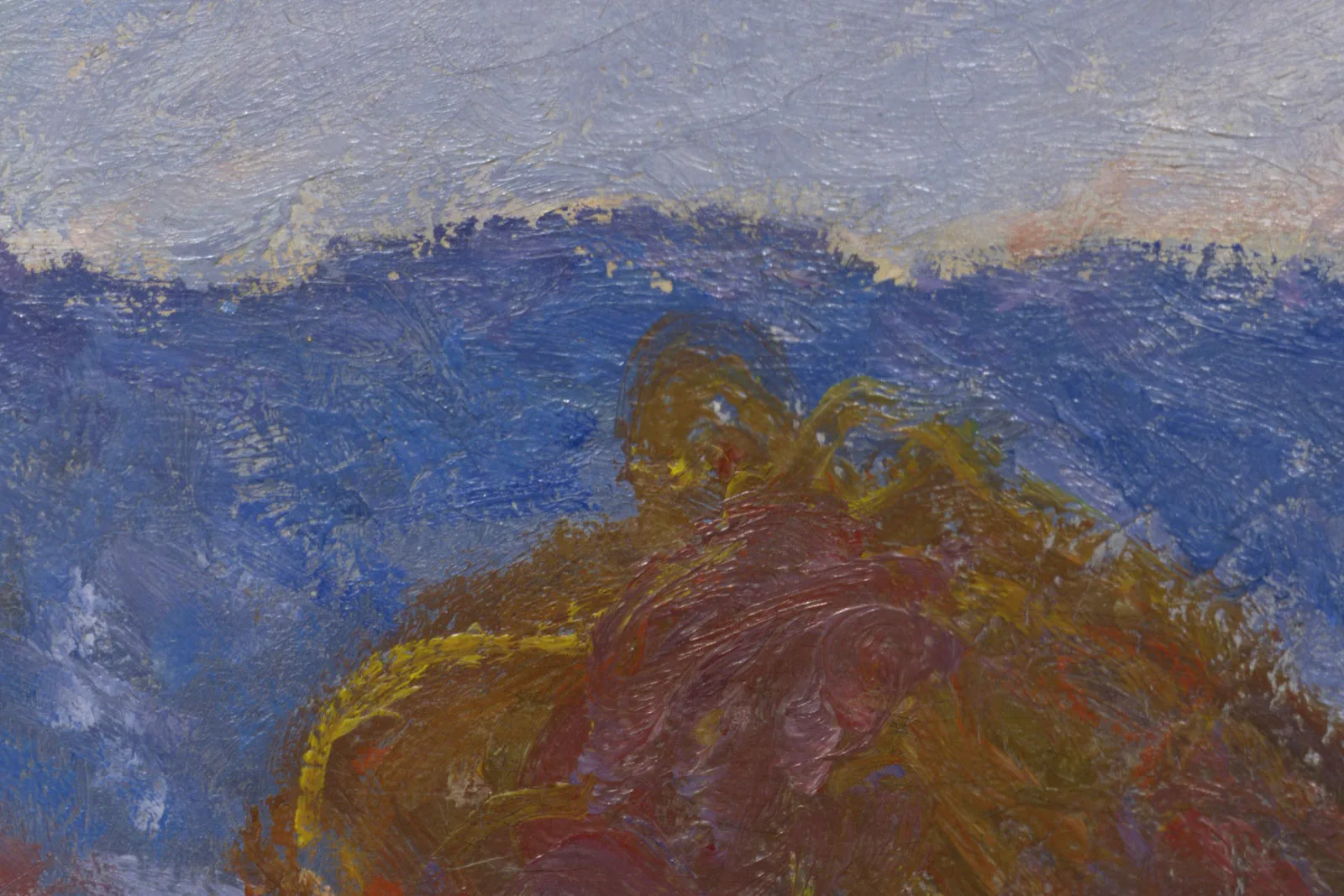 莫奈油画《阴天雪景的干草堆》局部 (1)