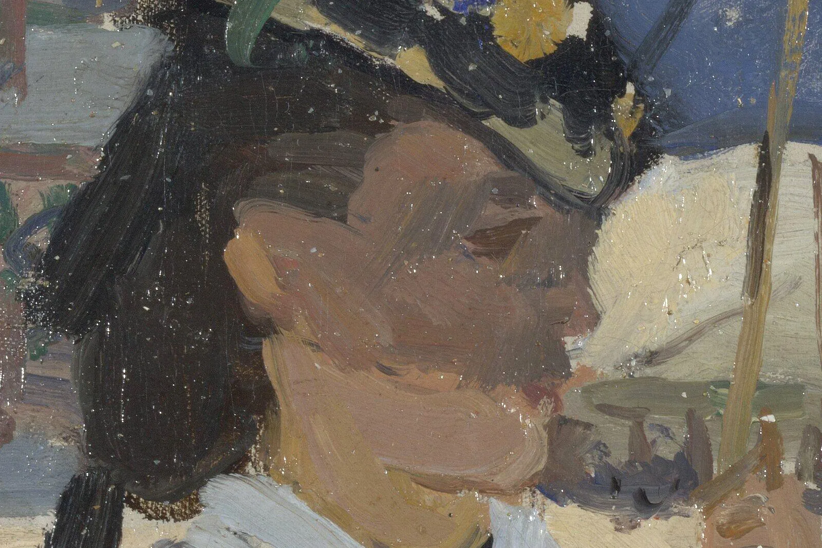 莫奈油画作品《特鲁维尔海滩》局部 (1)