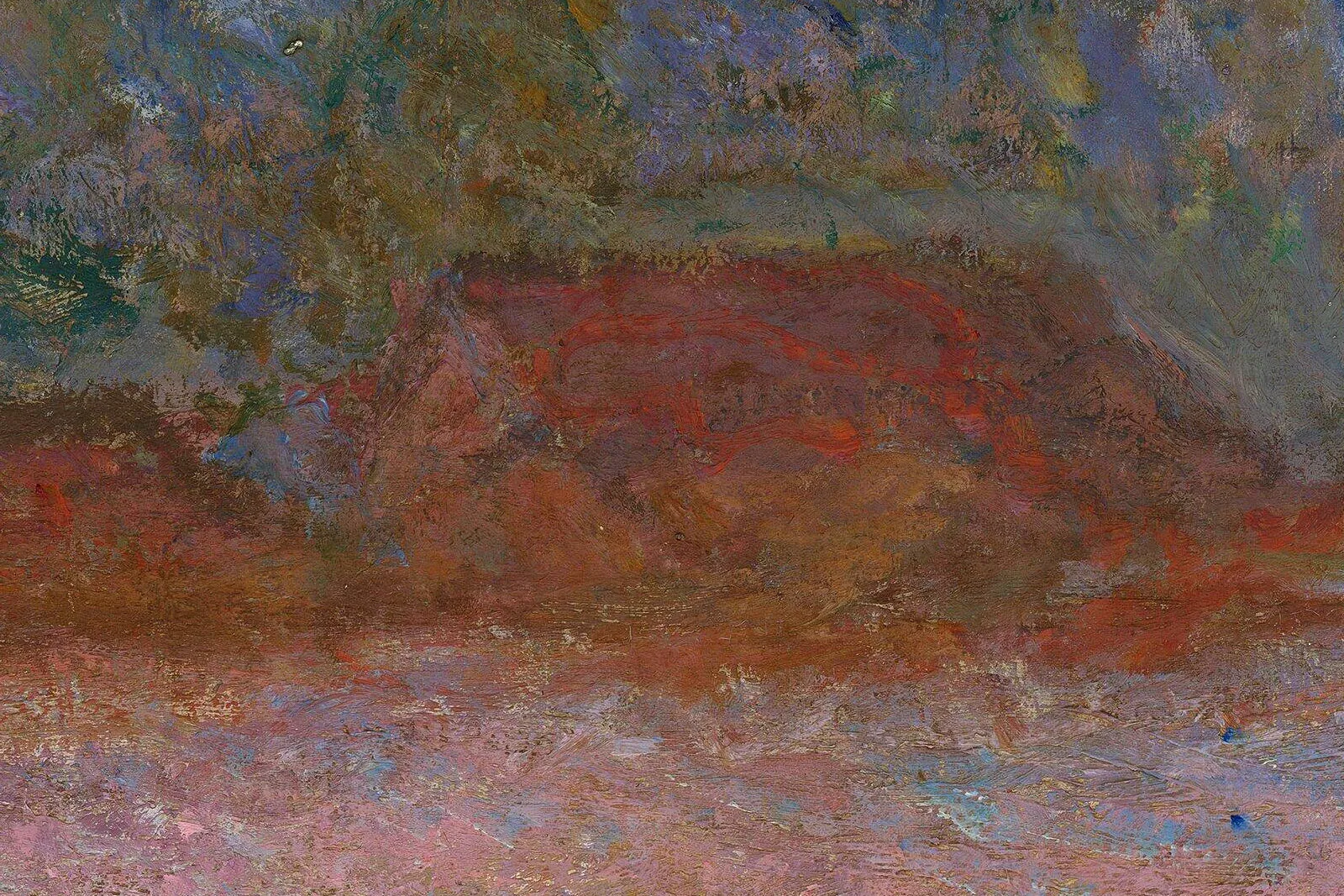 印象派莫奈作品《干草堆(冬季日落)》局部 (3)