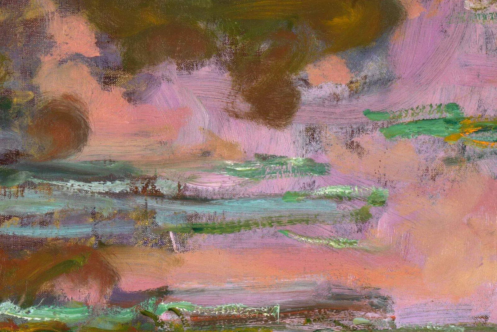 莫奈晚年油画作品《睡莲,落日》局部 (3)