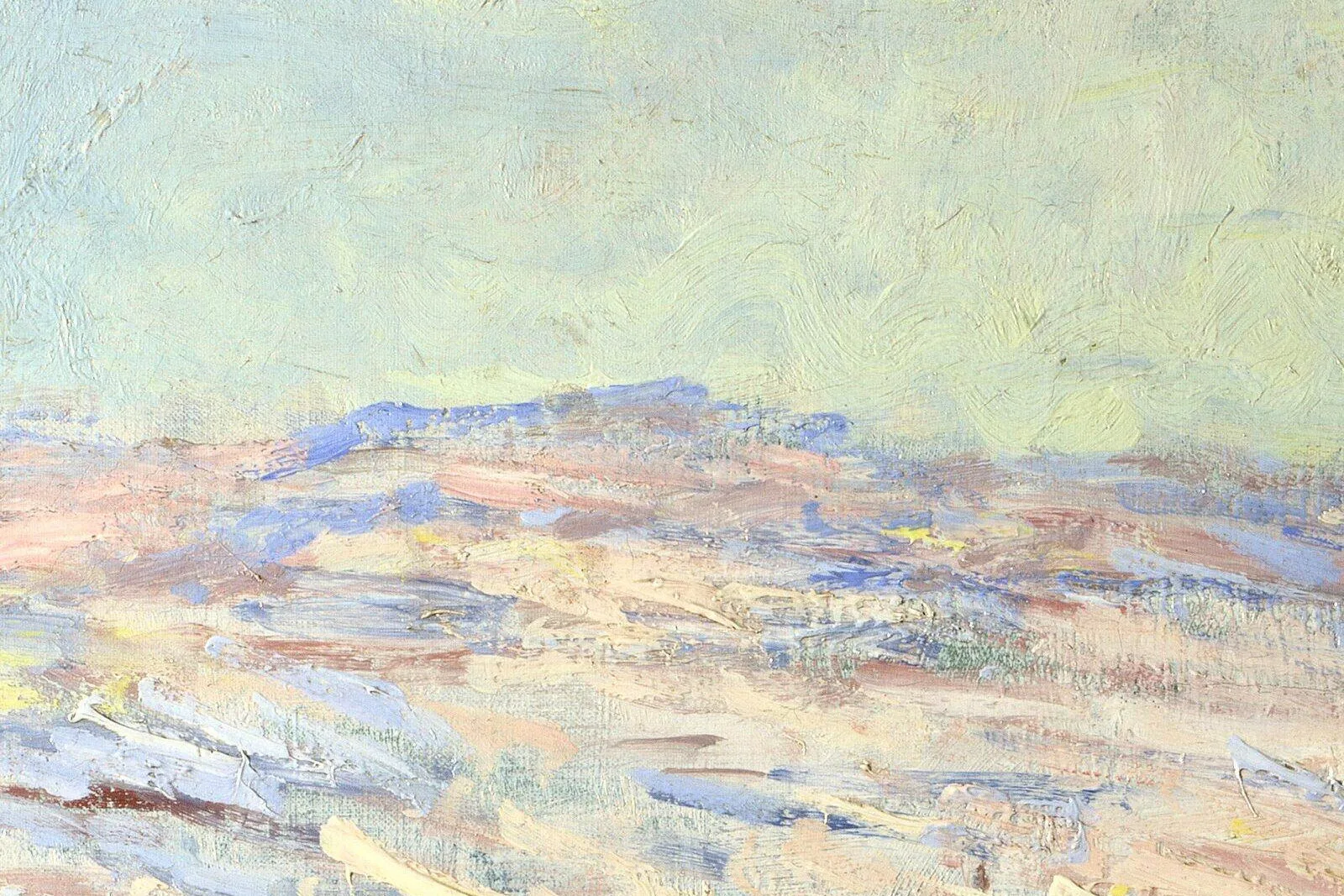 印象派莫奈油画风景《拉瓦库尔雪景》局部 (1)