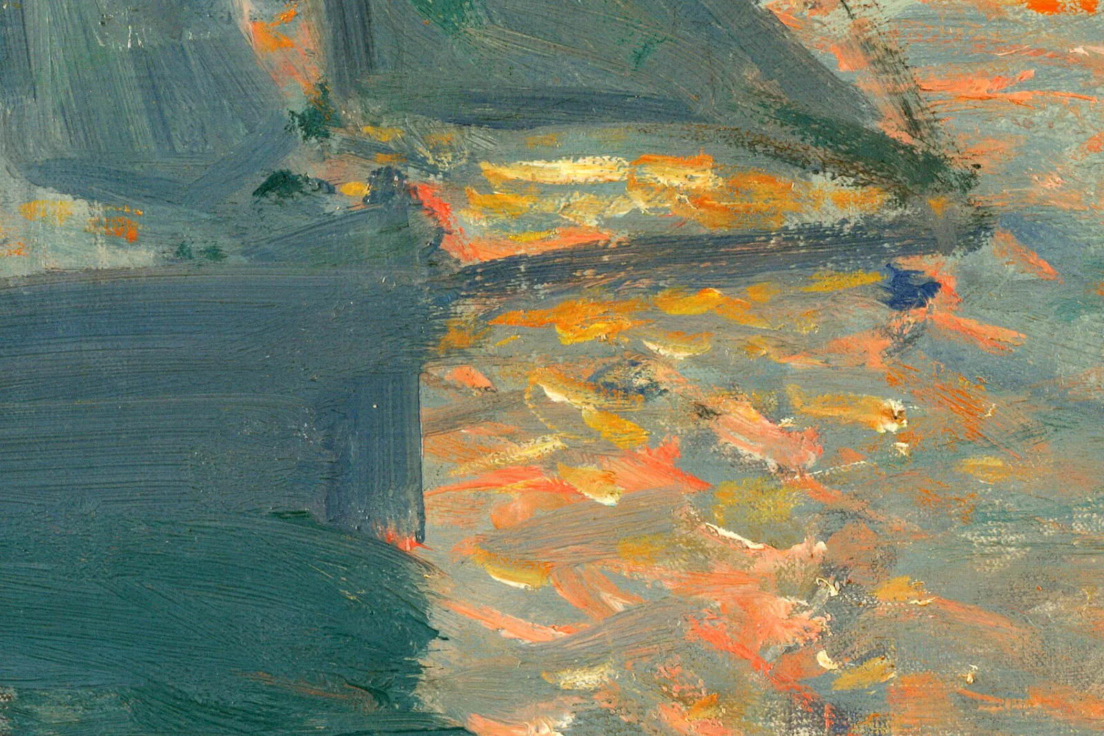 克劳德·莫奈油画《日出海景》局部 (1)