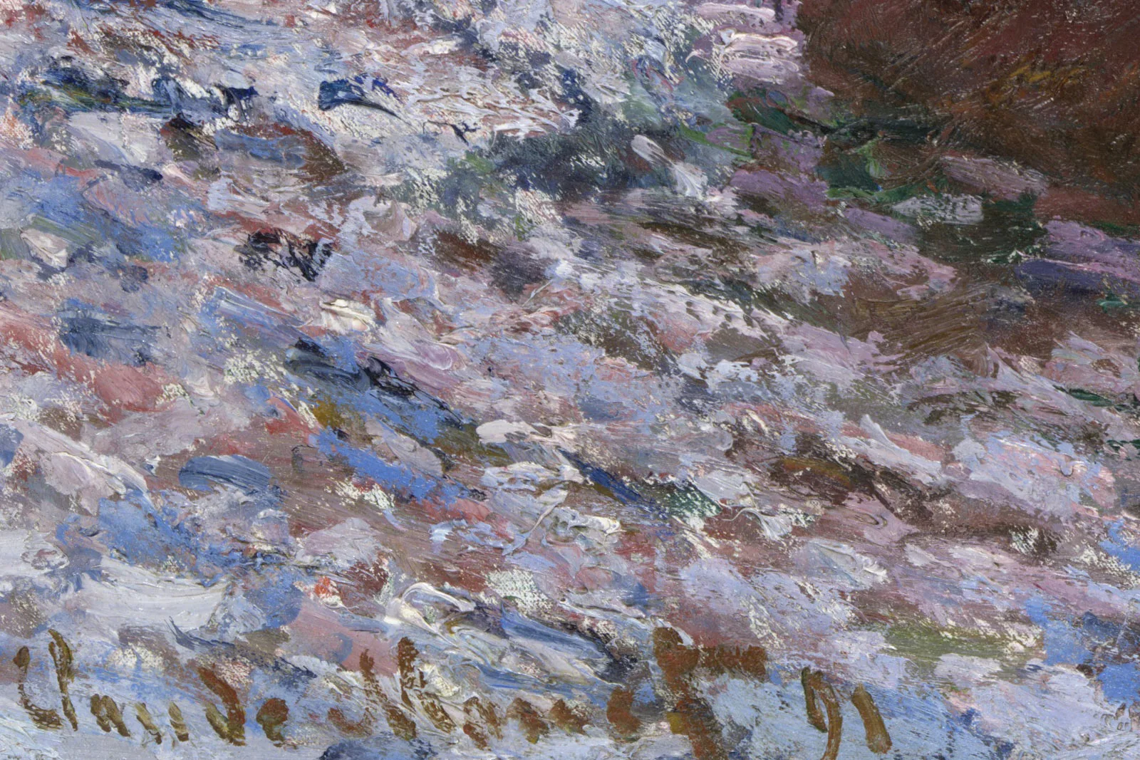 印象派莫奈油画风景《干草堆》局部 (3)