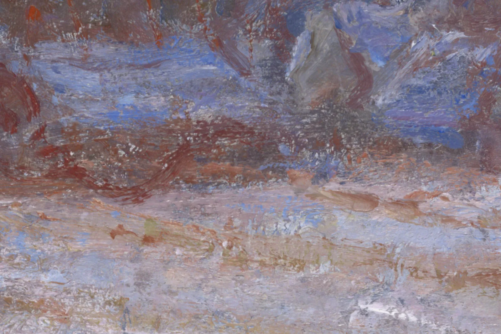 莫奈油画《阴天雪景的干草堆》局部 (5)