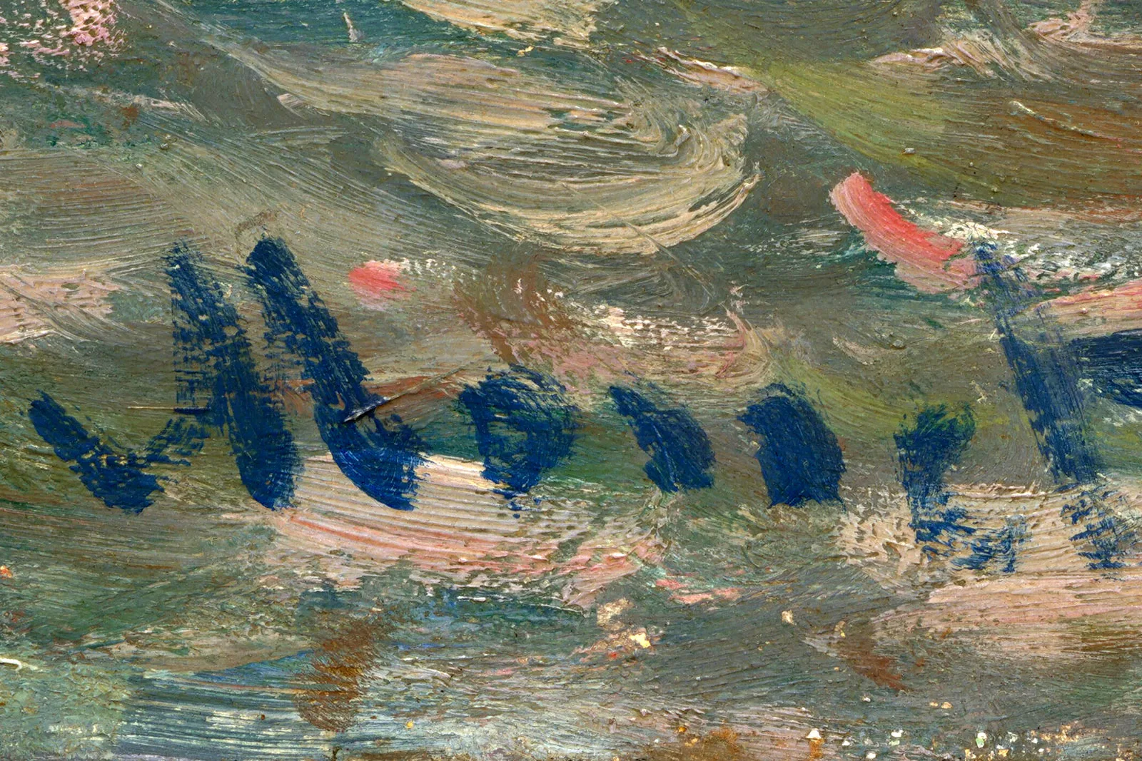 印象派克劳德·莫奈作品《滑铁卢桥,灰蒙蒙的一天》超高清大图局部 (10)