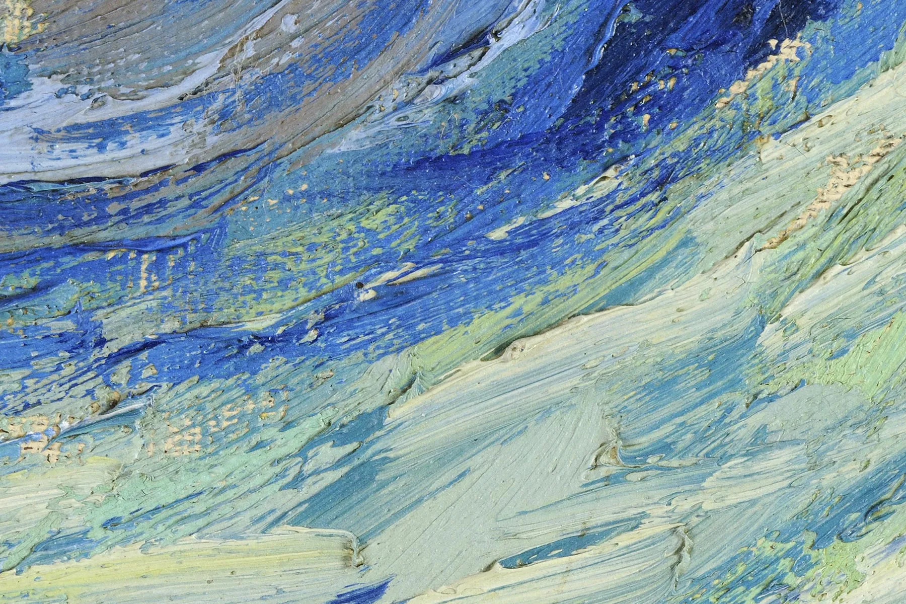 梵高油画《星月夜》超高清大图局部细节 (9)