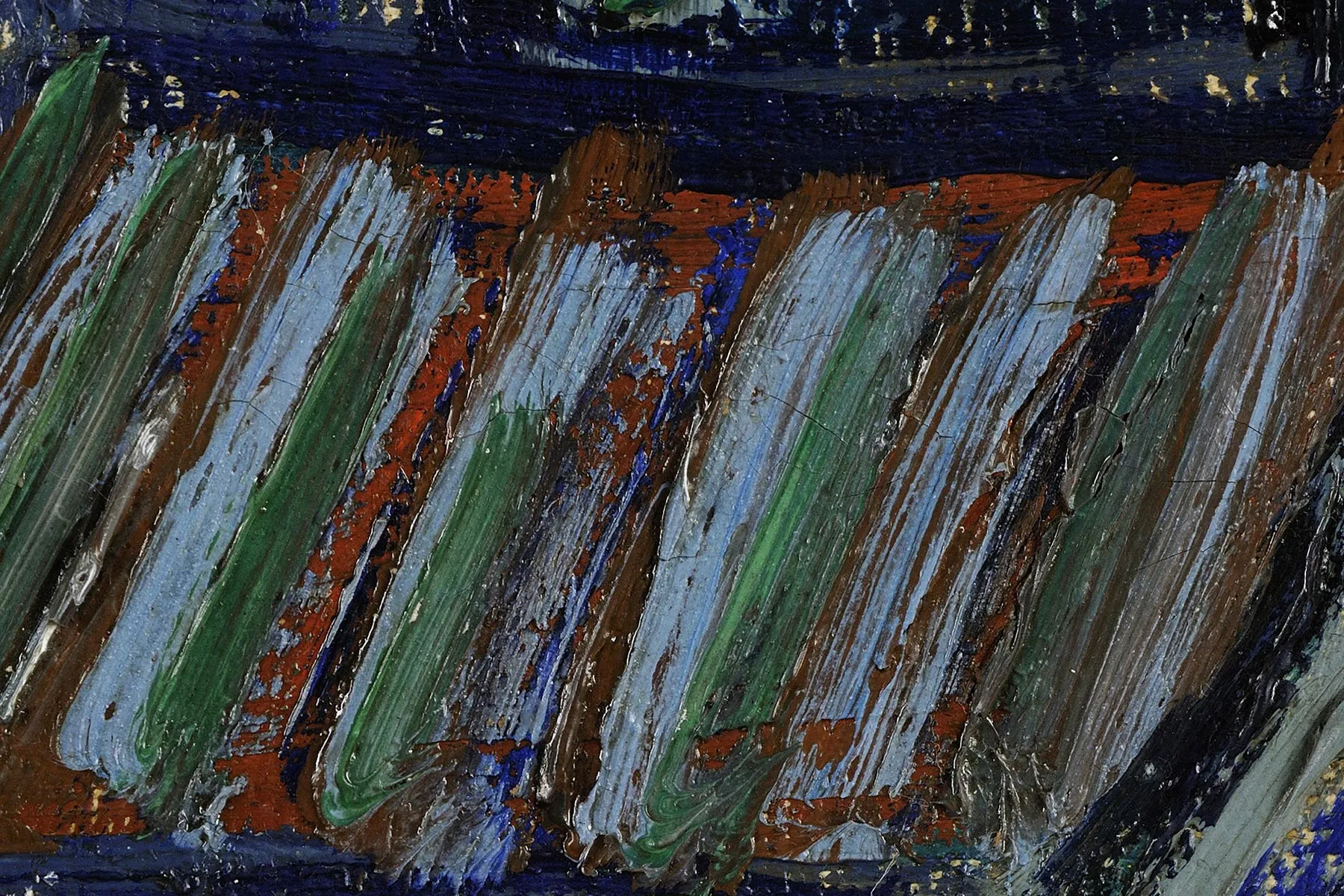 梵高油画《星月夜》超高清大图局部细节 (18)