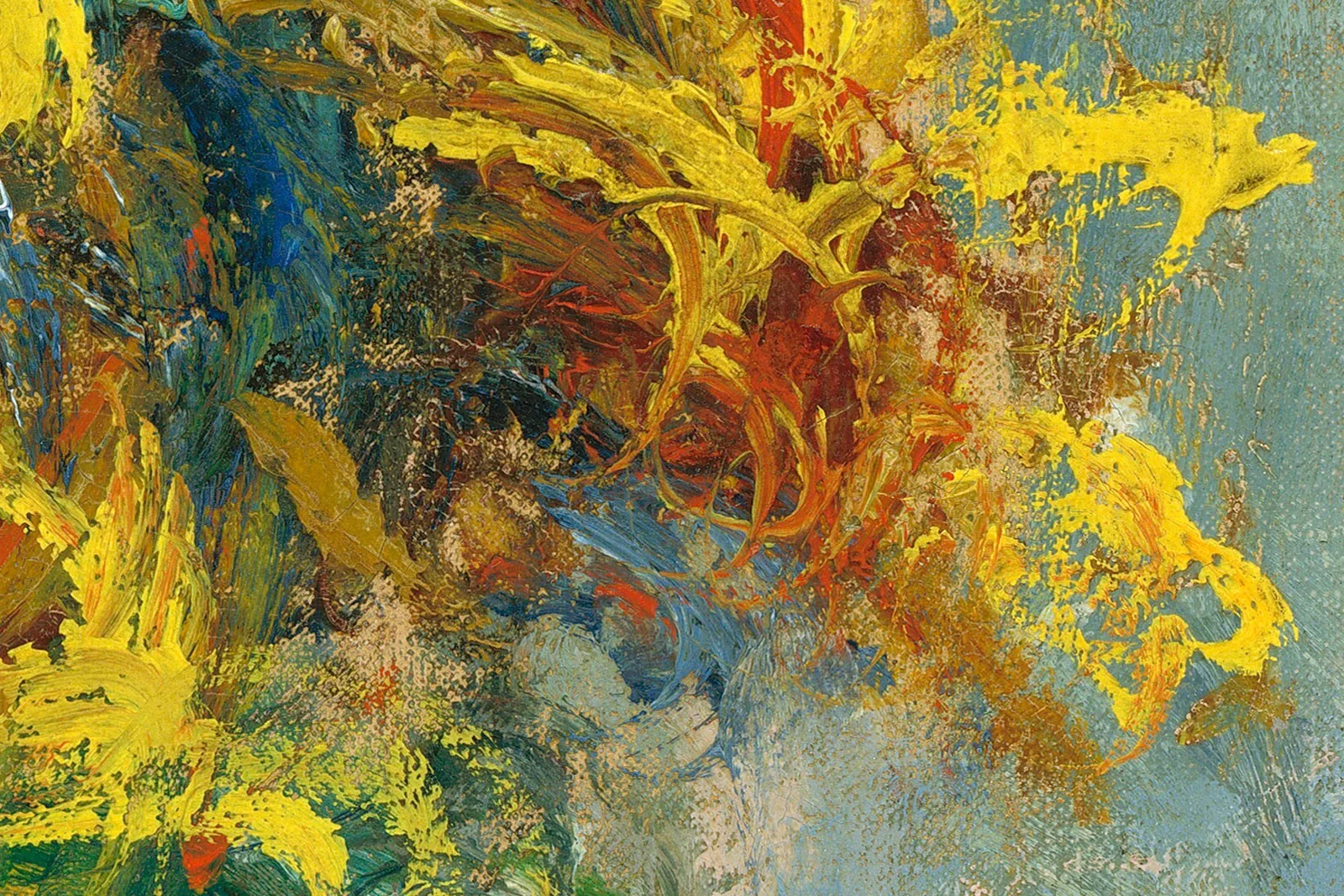 印象派莫奈油画静物花卉《菊芋花》超高清大图局部 (7)