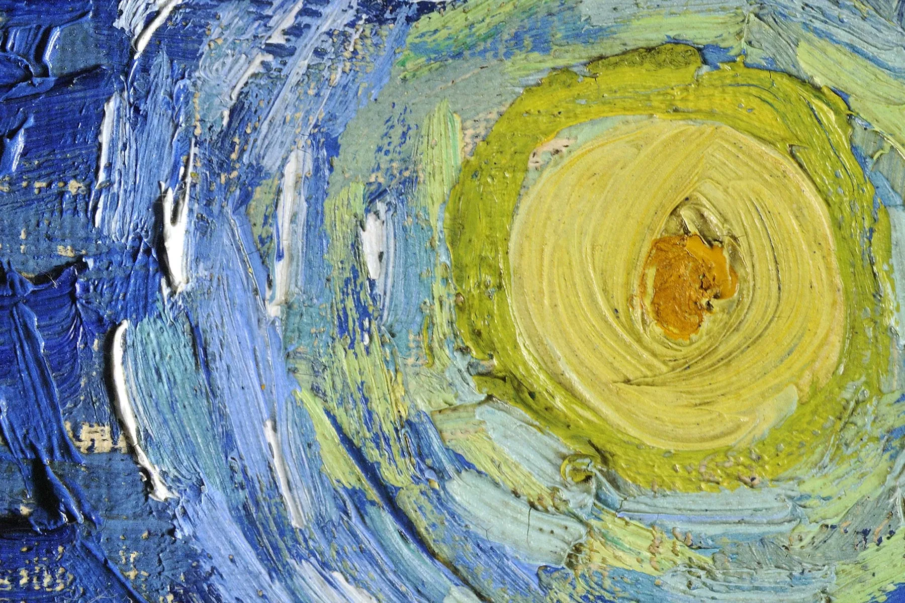 梵高油画《星月夜》超高清大图局部细节 (1)