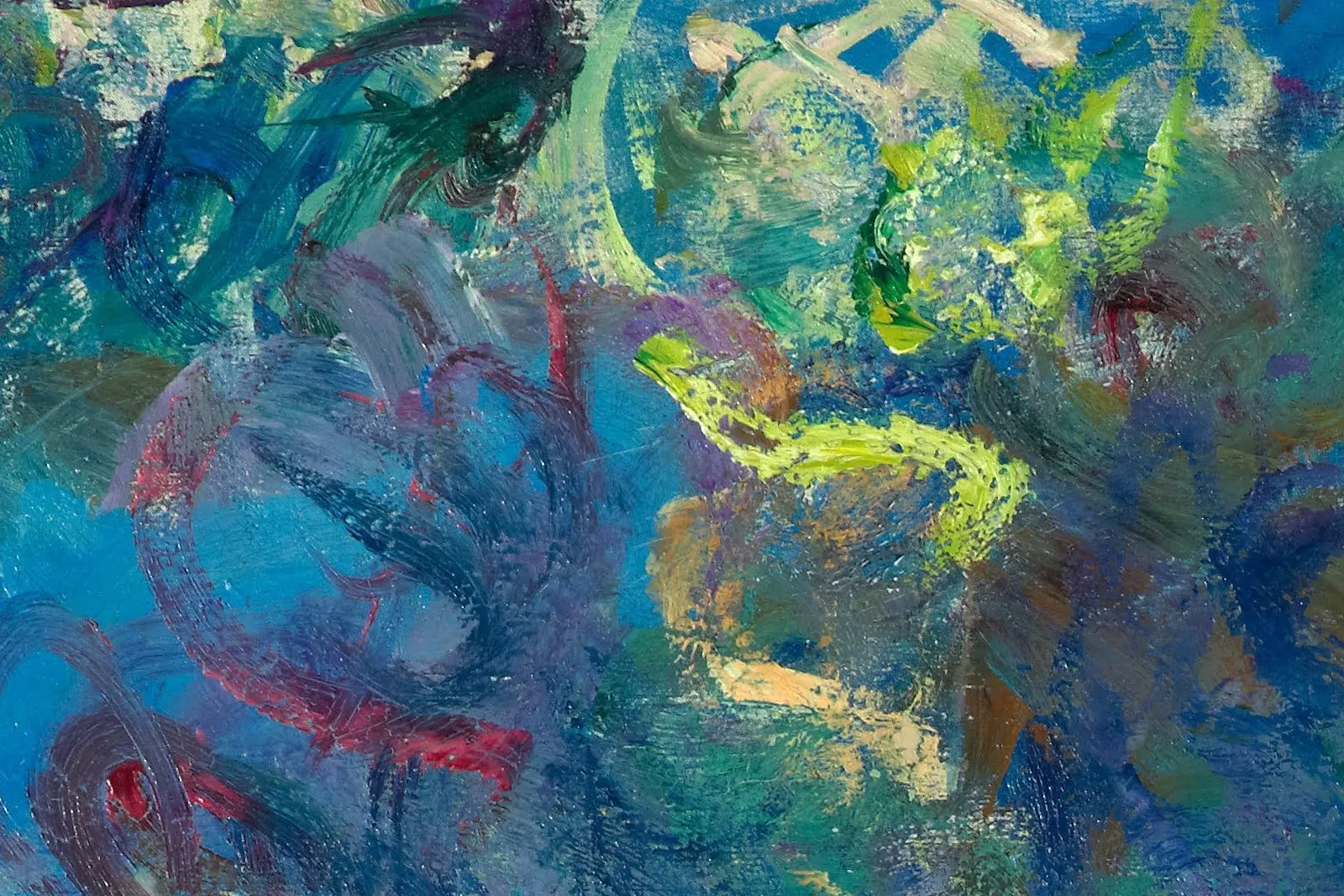 印象派莫奈油画作品《紫藤花》局部 (1)