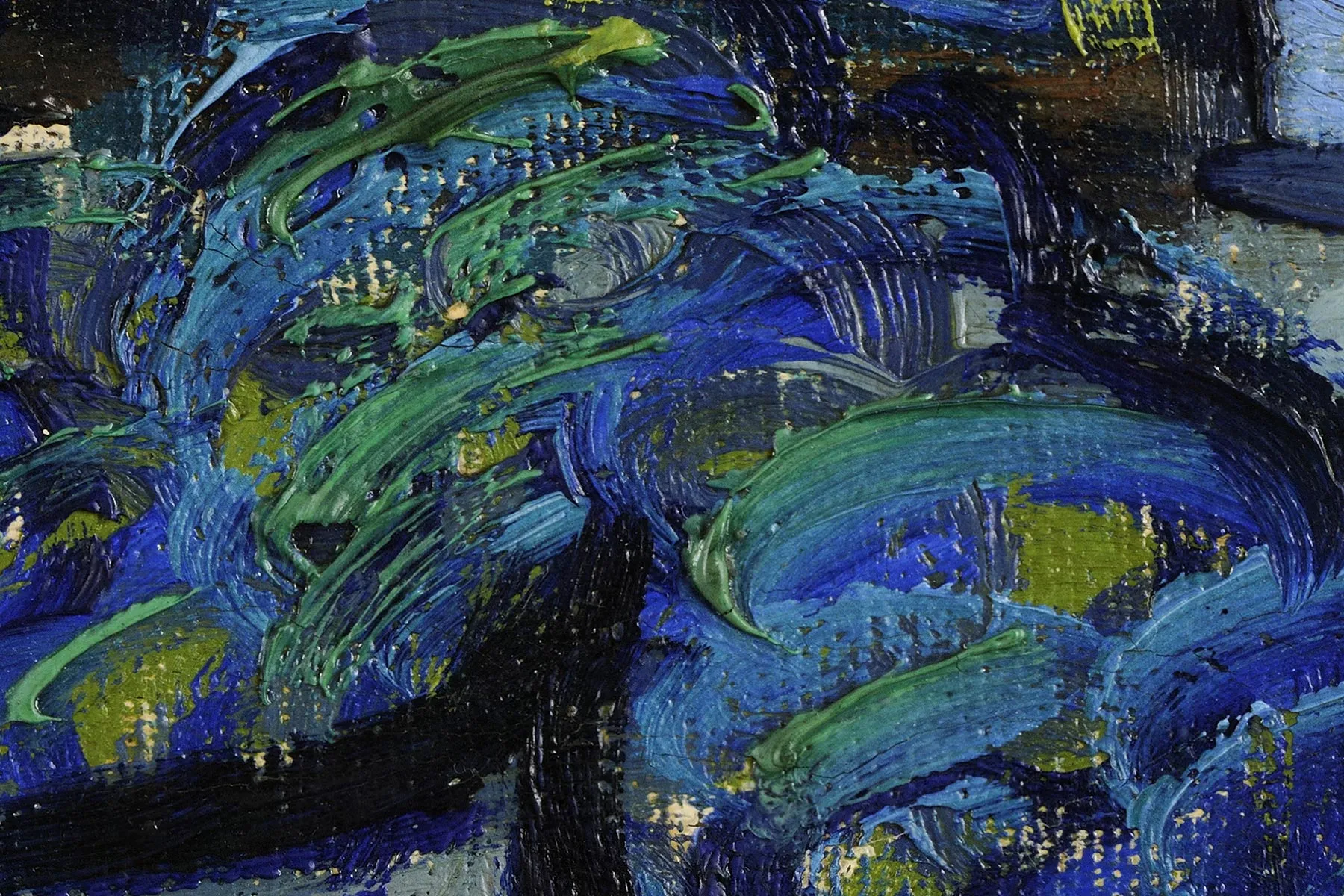 梵高油画《星月夜》超高清大图局部细节 (16)