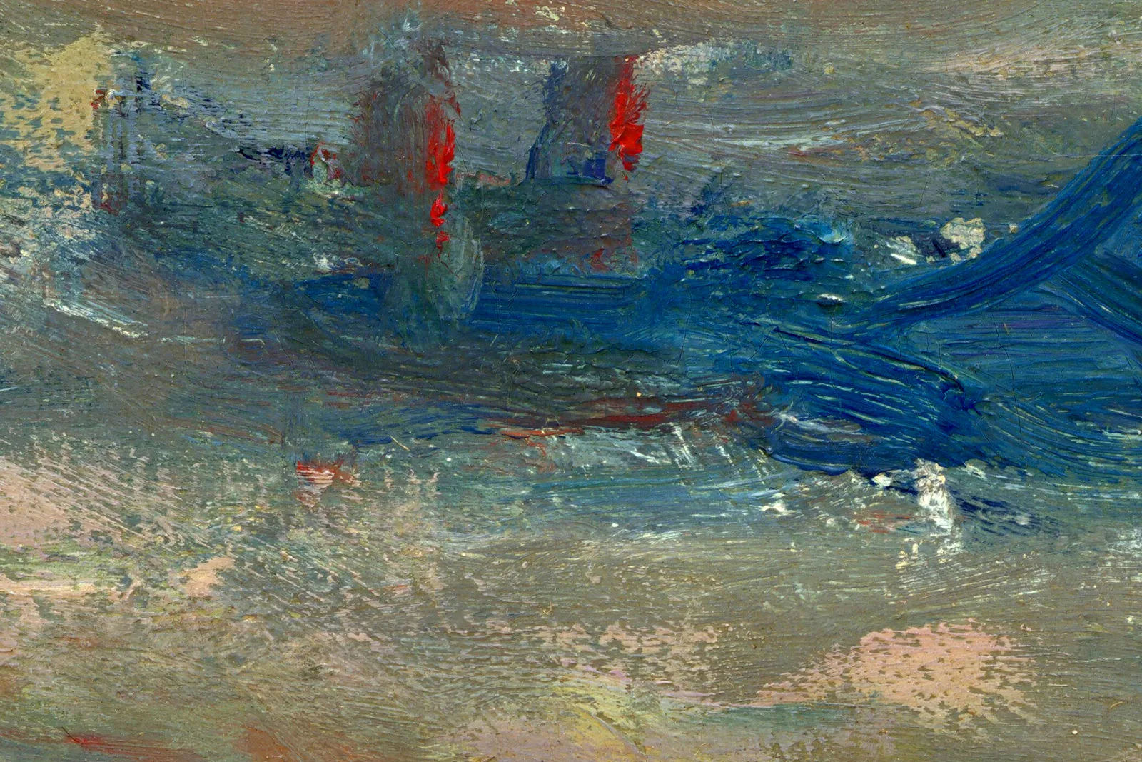 印象派克劳德·莫奈作品《滑铁卢桥,灰蒙蒙的一天》超高清大图局部 (7)