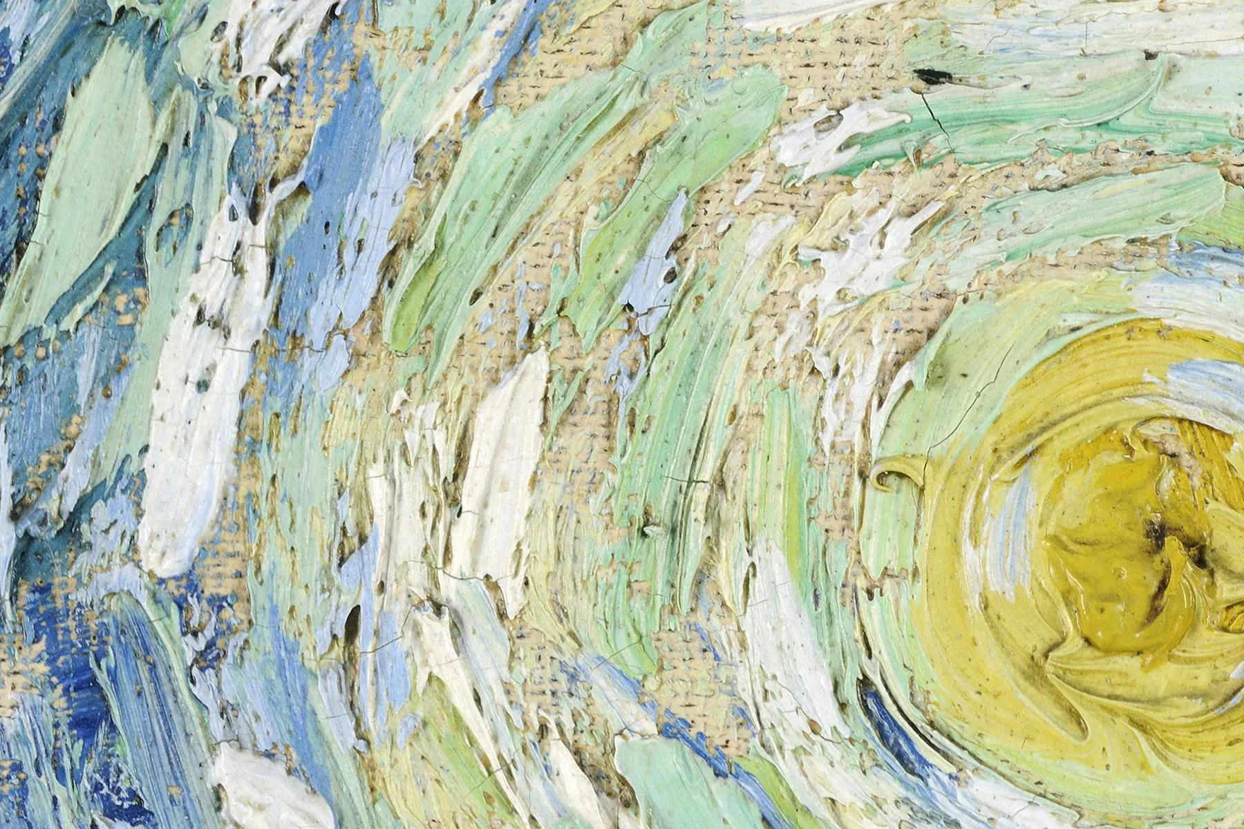 梵高油画《星月夜》超高清大图局部细节 (6)