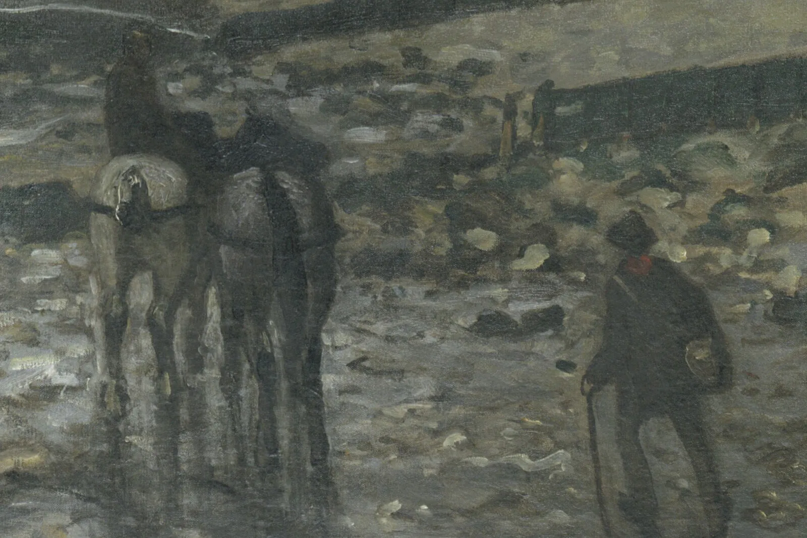 莫奈油画风景《退潮时的拉埃沃角》局部 (2)