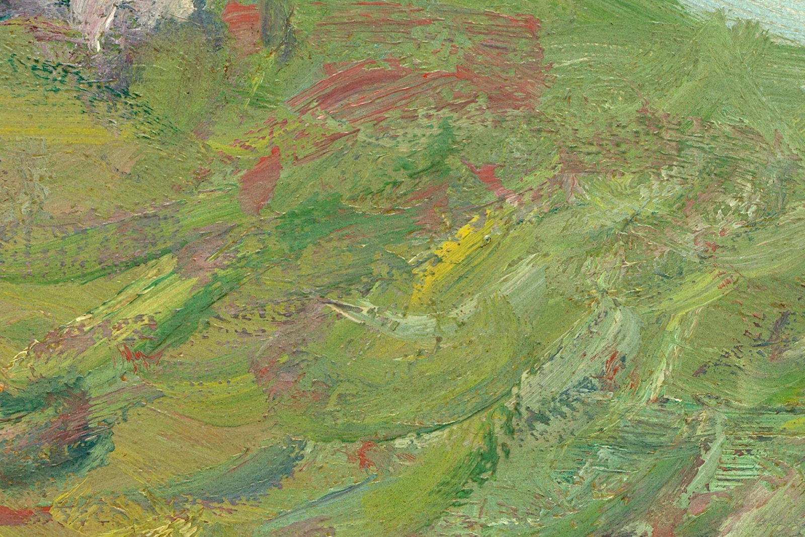 克劳德·莫奈风景画《普维尔悬崖》高清大图局部 (5)