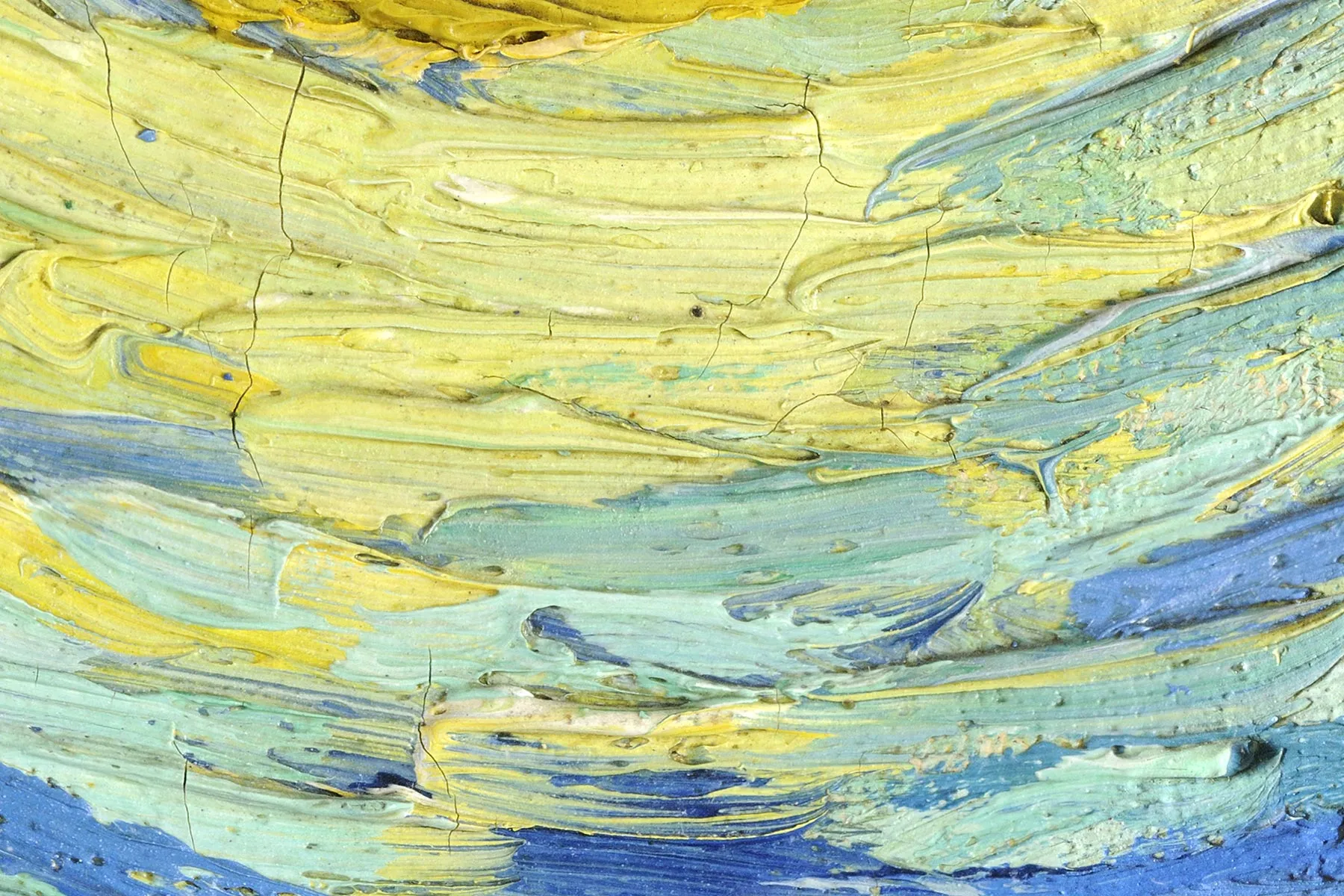 梵高油画《星月夜》超高清大图局部细节 (5)