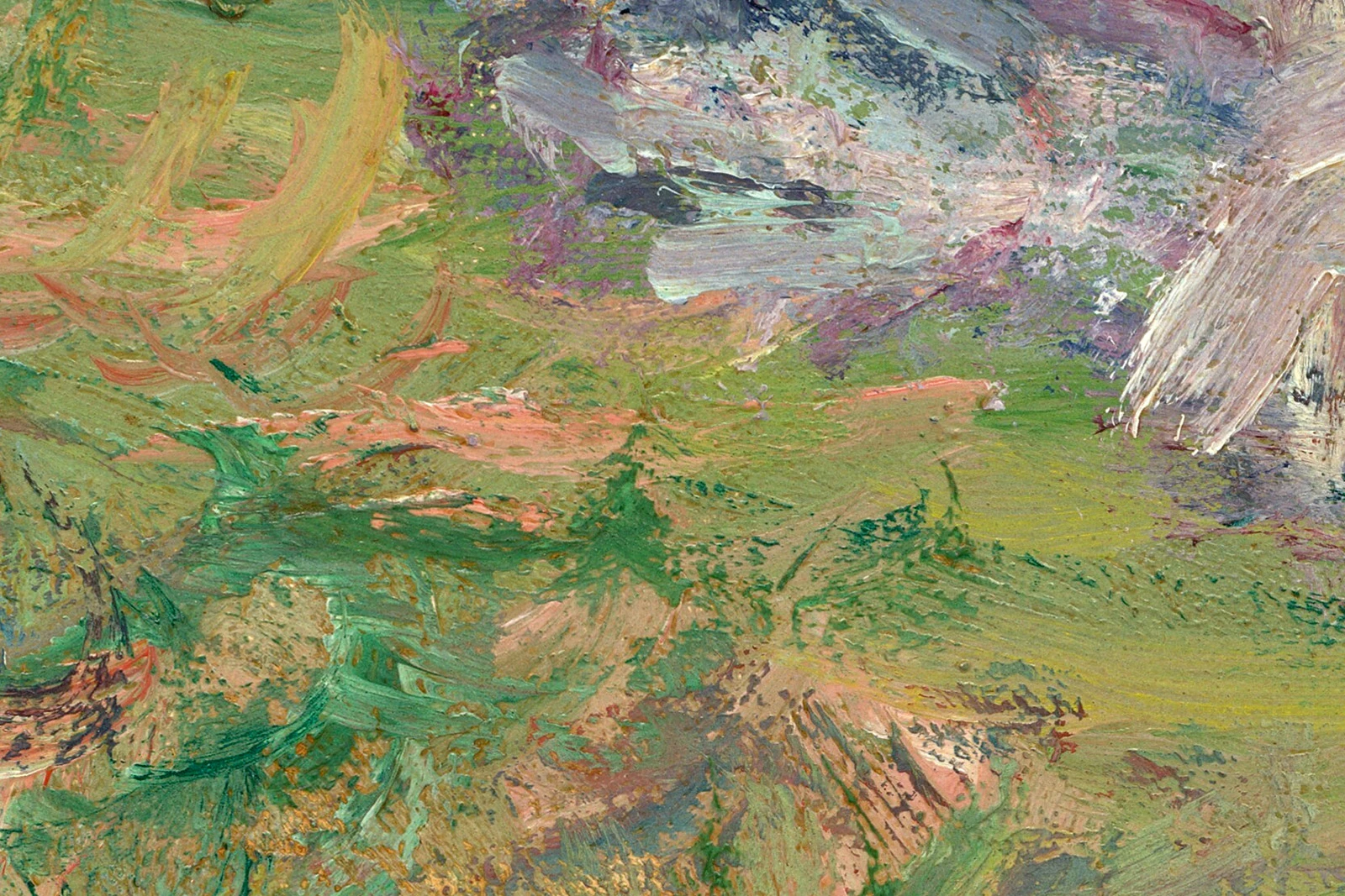 克劳德·莫奈风景画《普维尔悬崖》高清大图局部 (6)