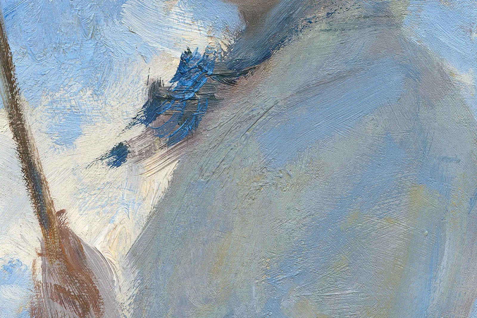 莫奈油画《撑阳伞的女人 - 莫奈夫人和她的儿子》超高清大图局部 (5)