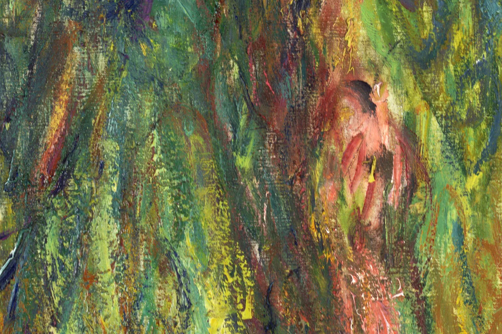 印象派莫奈油画《垂柳》局部 (5)