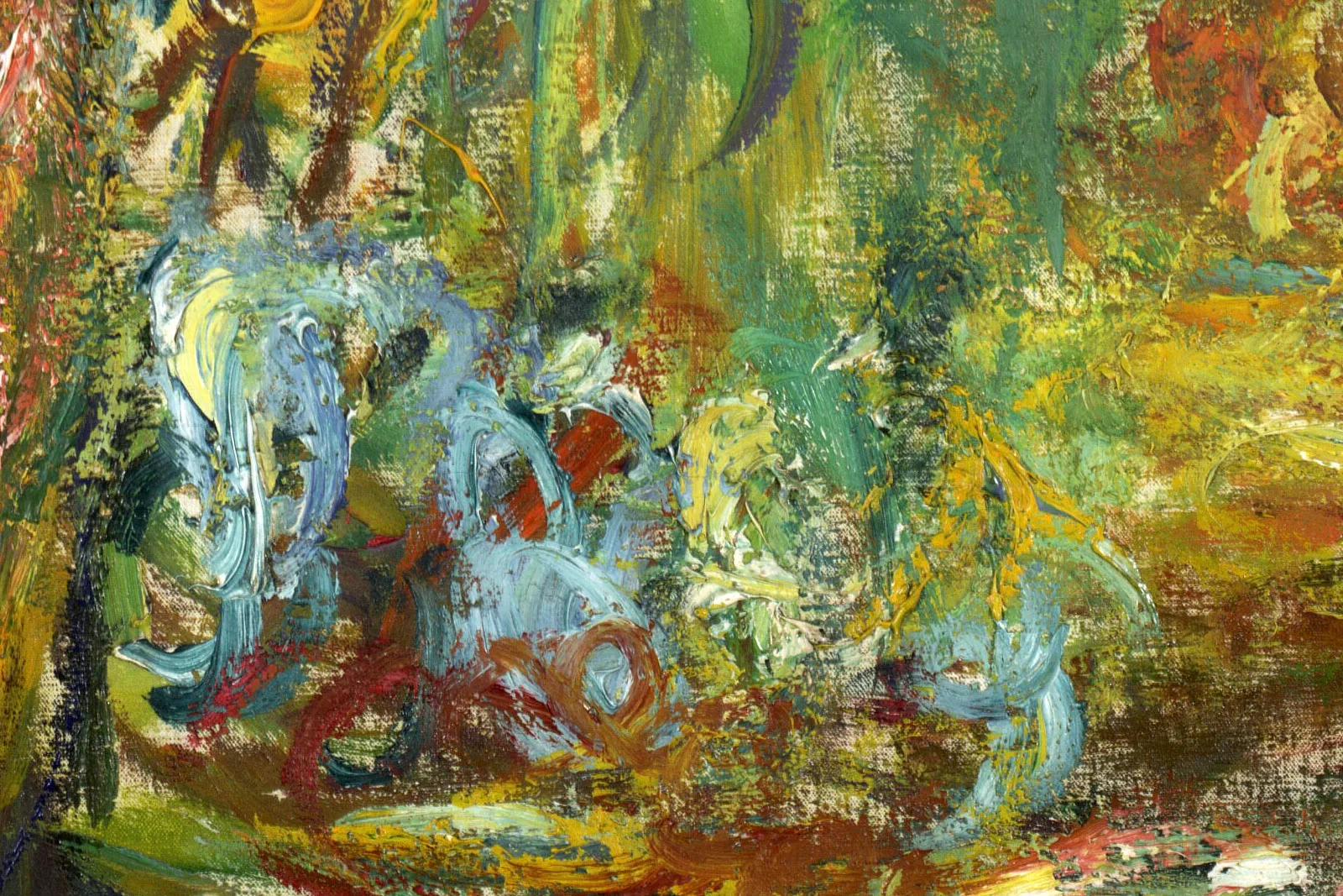 印象派莫奈油画《垂柳》局部 (3)