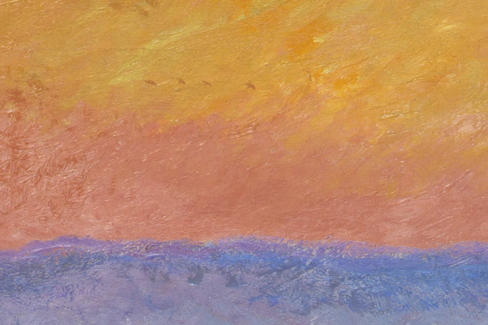 莫奈油画《落日雪霁时的干草堆》局部 (2)