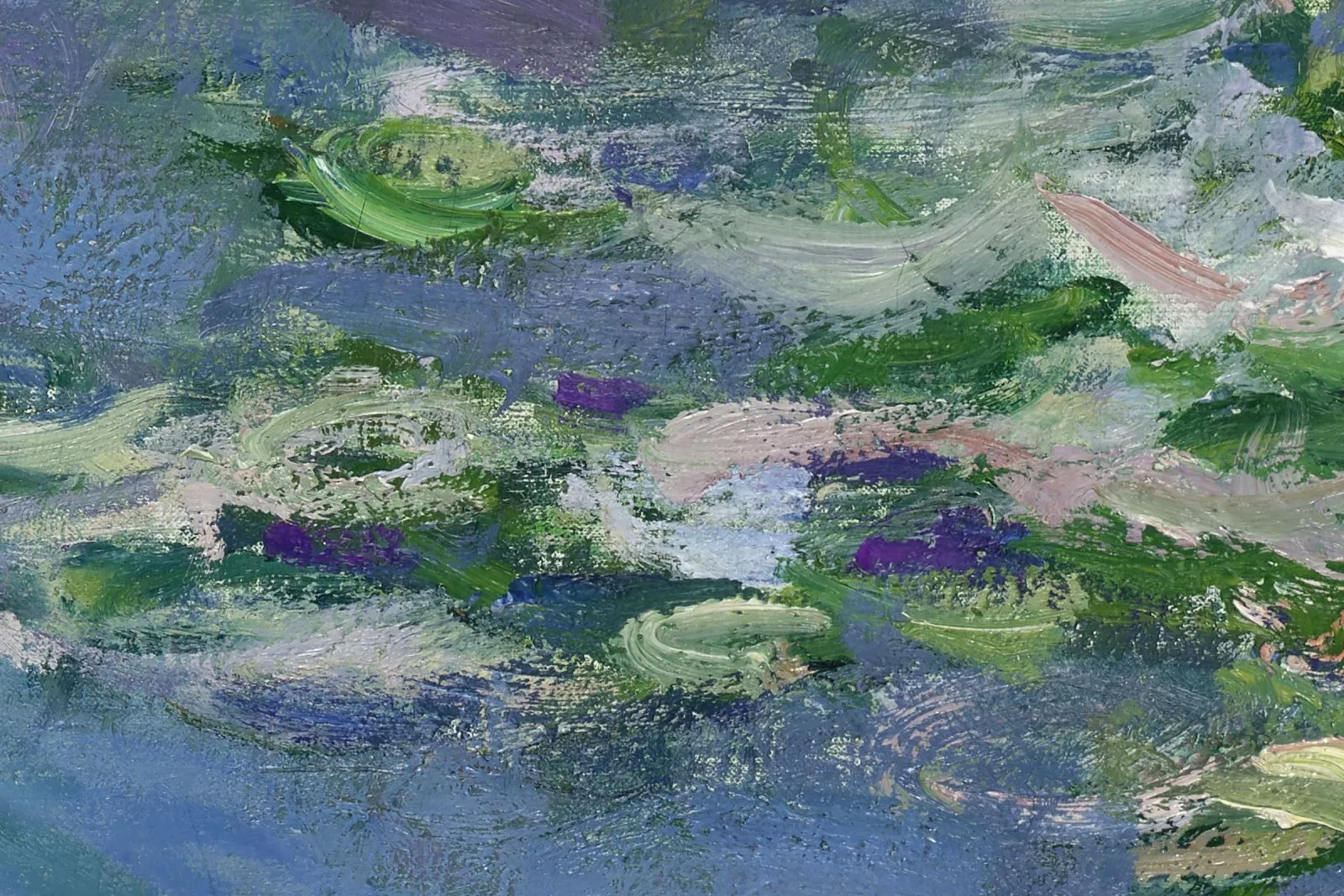 印象派莫奈油画《睡莲》高清图局部 (7)