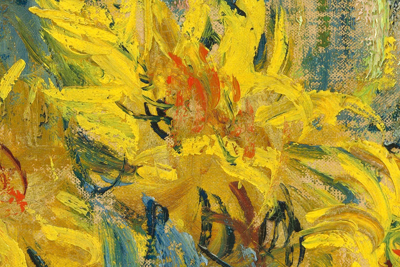 印象派莫奈油画静物花卉《菊芋花》超高清大图局部 (4)