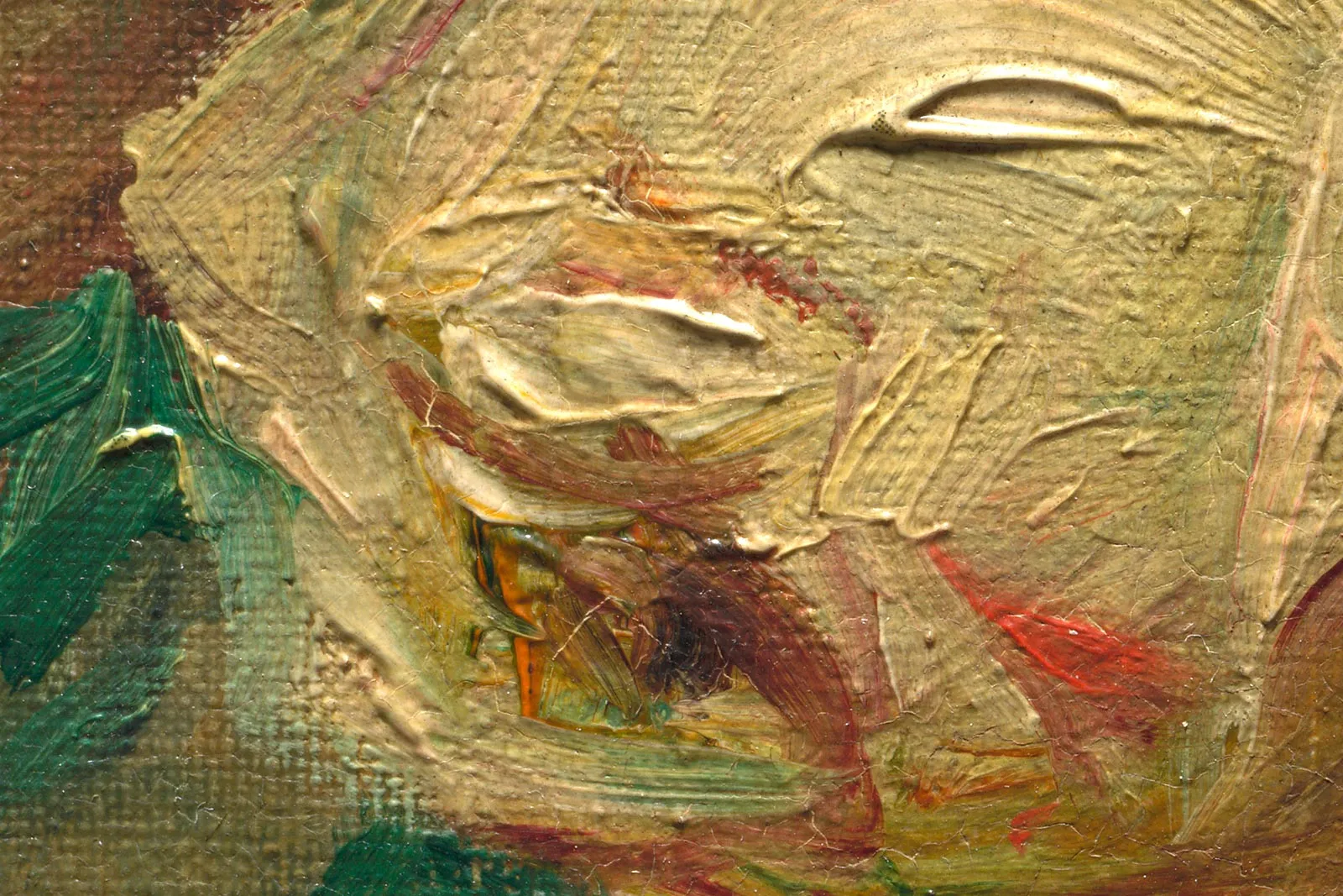 雷诺阿油画静物《花瓶里的玫瑰》高清大图局部 (2)