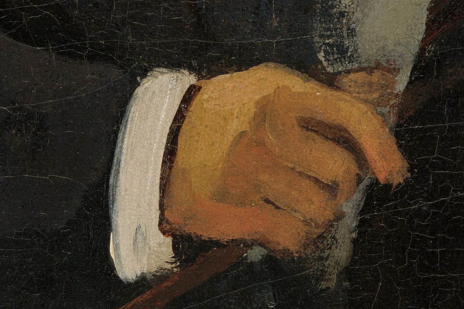 克劳德·莫奈油画人物《巴齐耶与卡米尔》高清大图局部 (3)