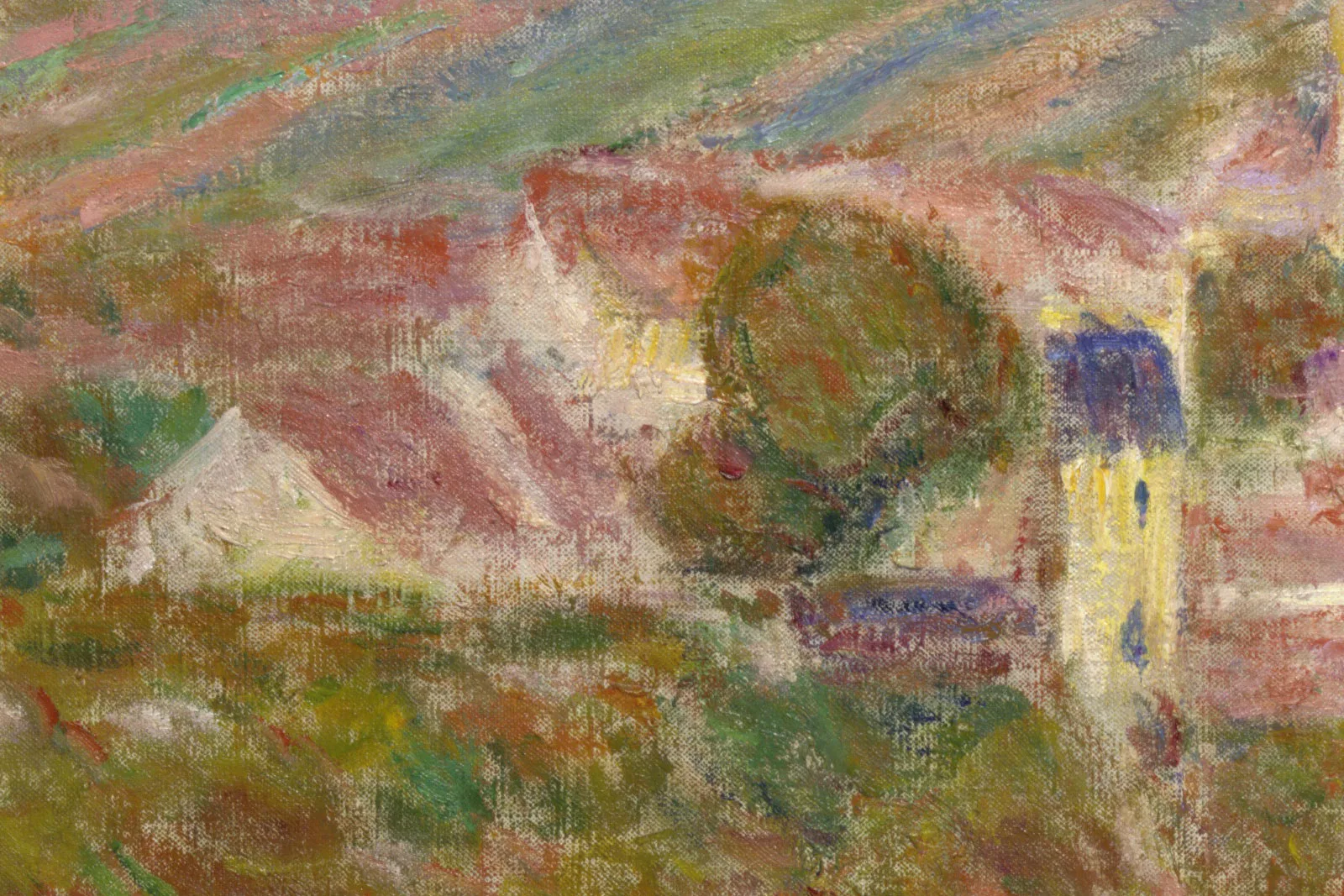 印象派莫奈油画《维特伊风景》局部 (2)