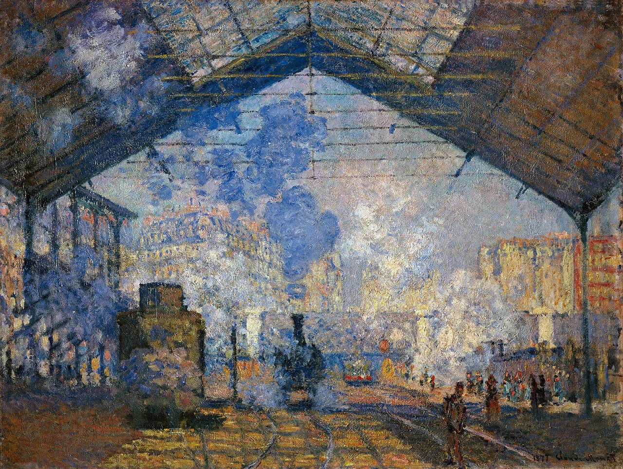 印象派克劳德·莫奈油画《圣拉扎尔车站》