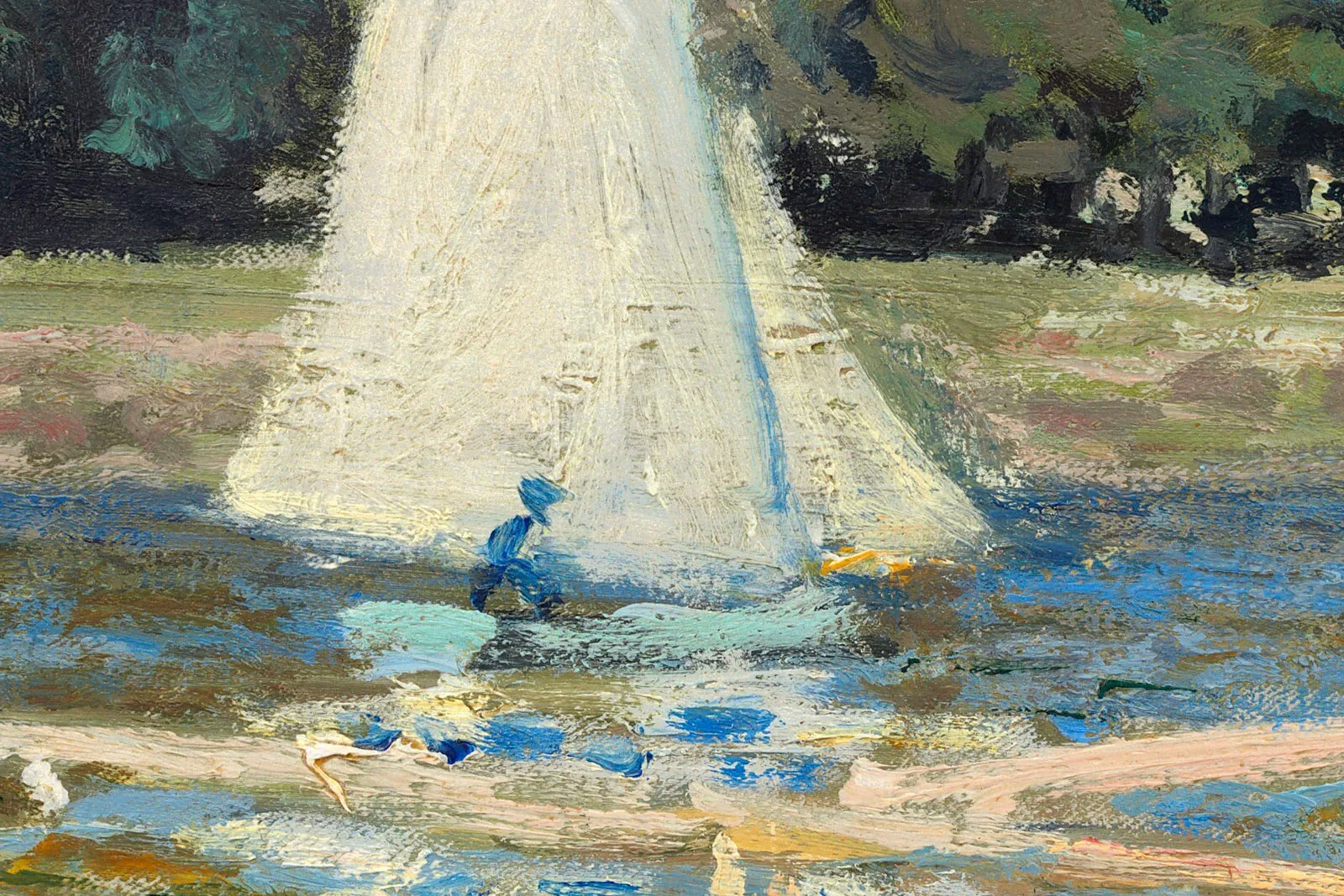 印象派莫奈油画风景《阿让特伊桥》高清局部 (1)