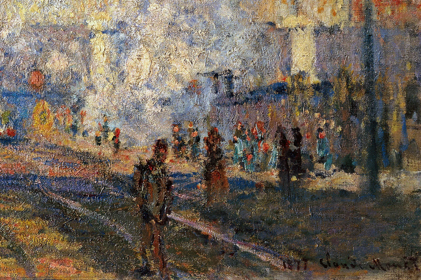 克劳德·莫奈油画《圣拉扎尔车站》局部 (2)